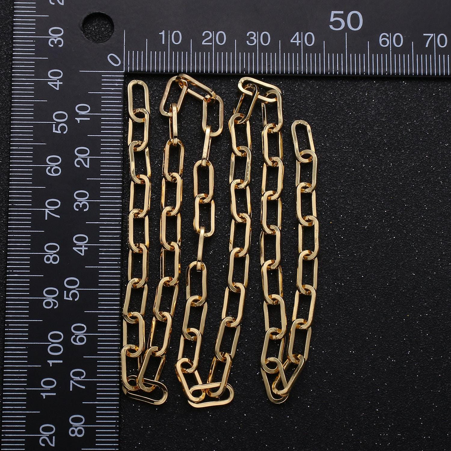 24k gold paper clip chain by yard, gold elongated chain, wholesale bulk roll chain jewelry making for layer bracelet necklace,241