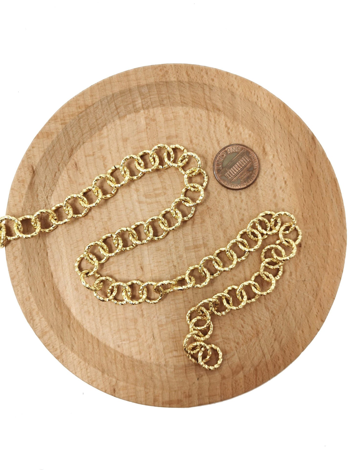 Gold fancy rolo chain by yard, rope cable chain, wholesale bulk roll chain for jewelry making, width 10.5mm, roll 209, 91