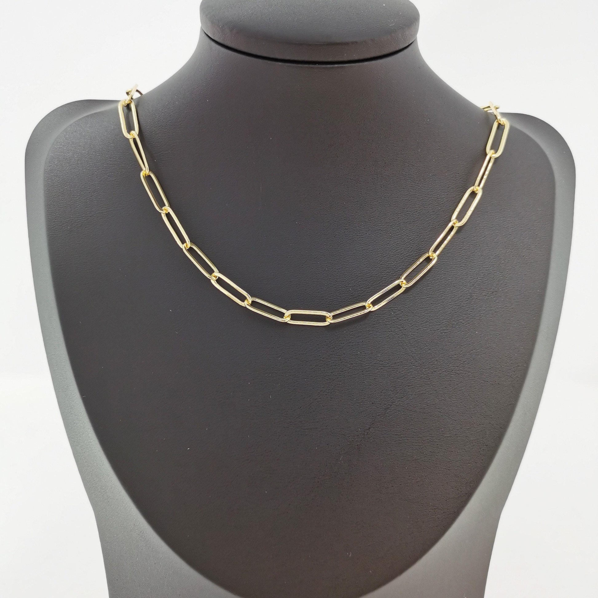 24k gold rolo cable paperclip chain by yard, link cable rolo elongate chain by foot,wholesale bulk roll chain for jewelry making, 204 - 206