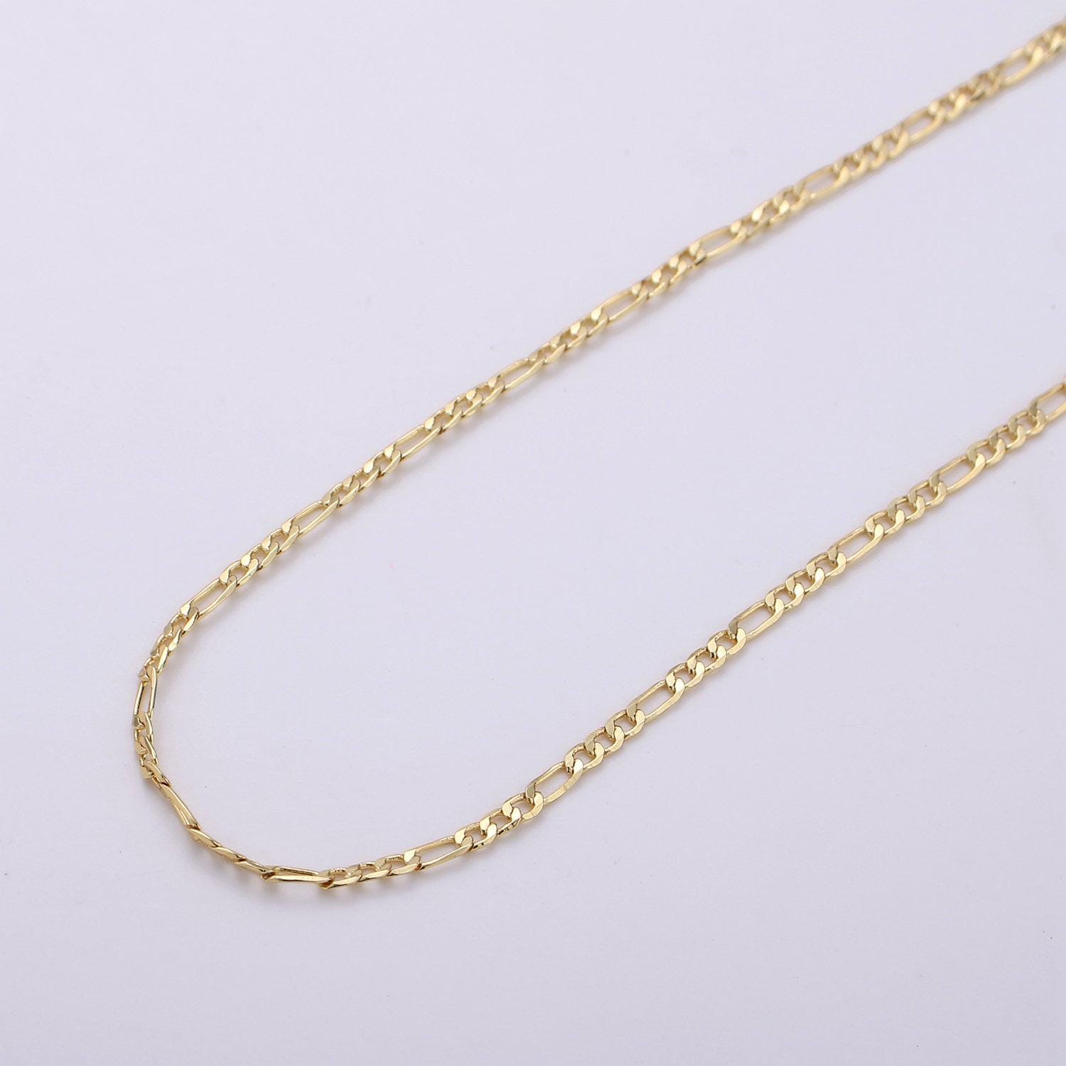 Gold figaro chain by yard, cable figaro chain by foot, wholesale bulk roll chain for jewelry making, width is 1.8 mm,160