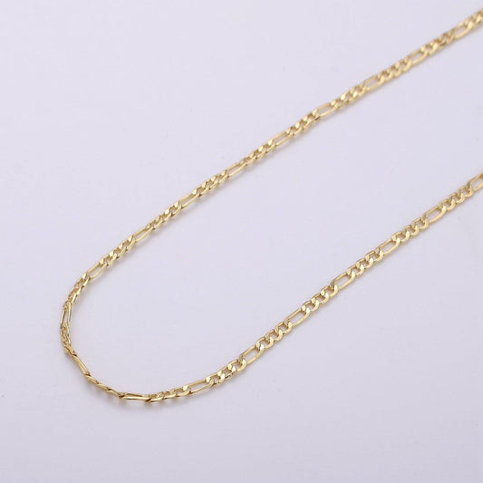 Gold figaro chain by yard, cable figaro chain by foot, wholesale bulk roll chain for jewelry making, width is 1.8 mm,160