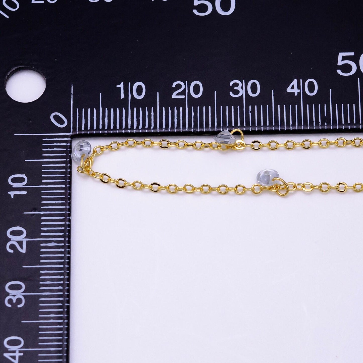 Dainty gold filled cable chain with round cz by yard wholesale bulk chain cz round shaker chains roll-1509