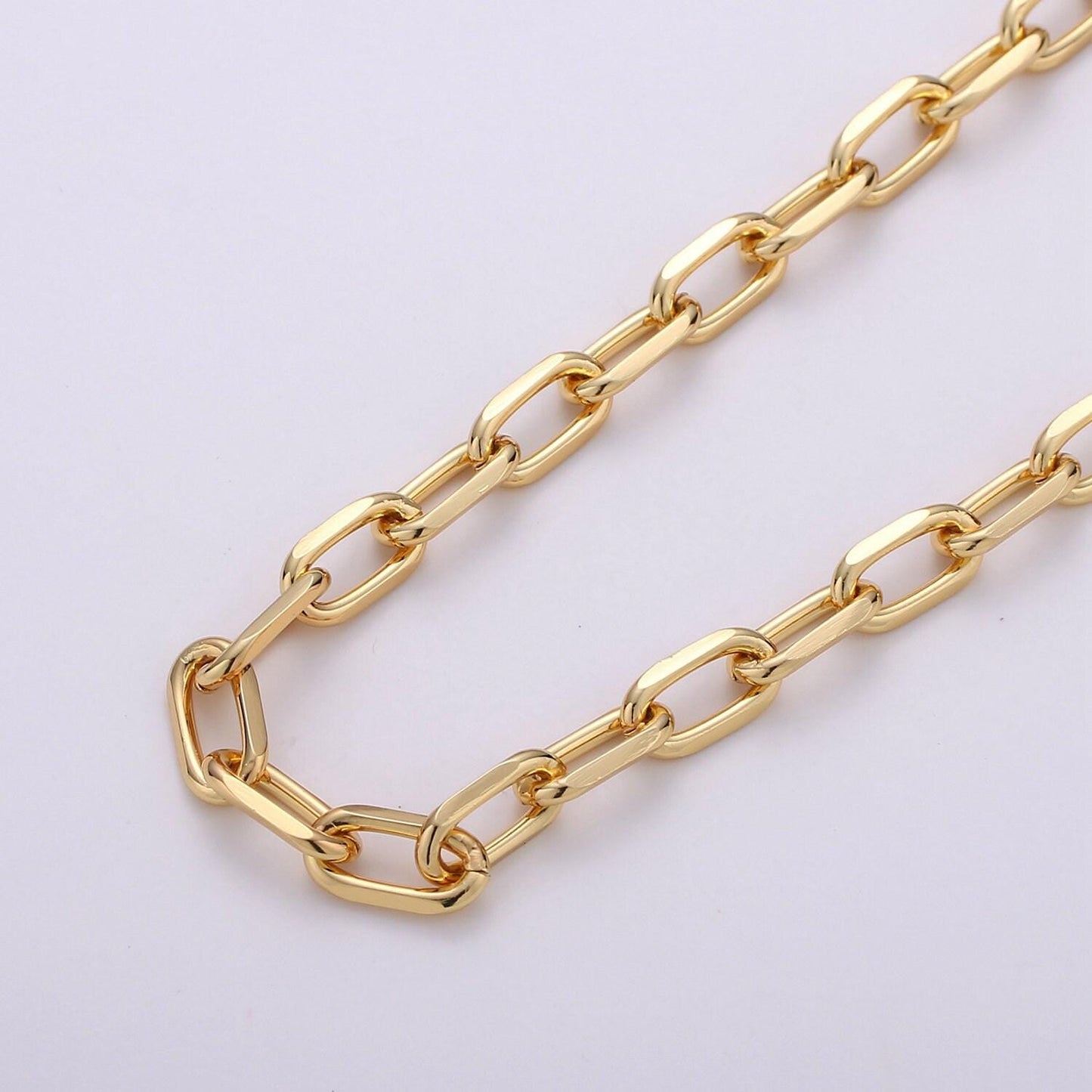 Thick rolo cable paperclip 24k gold chain by yard, link cable rolo elongate chain by foot, chain for diy craft ideas 143,144,145,146