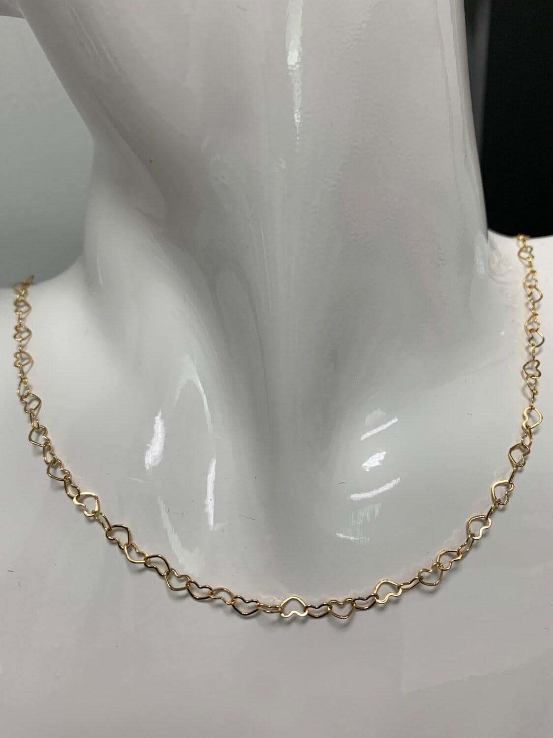 Heart link gold chain by yard, lovely heart charm chain, wholesale bulk roll chain for jewelry making, thickness 0.3mm, 130