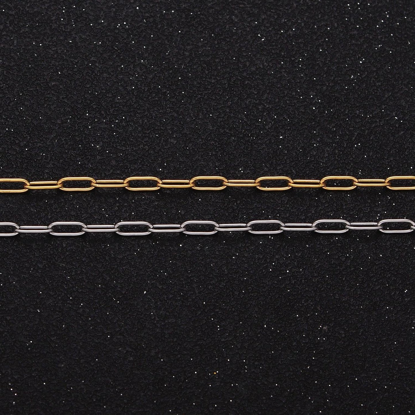24k gold filled paper clip chain, elongated rectangle oval chain wholesale unfinished chain roll-1269