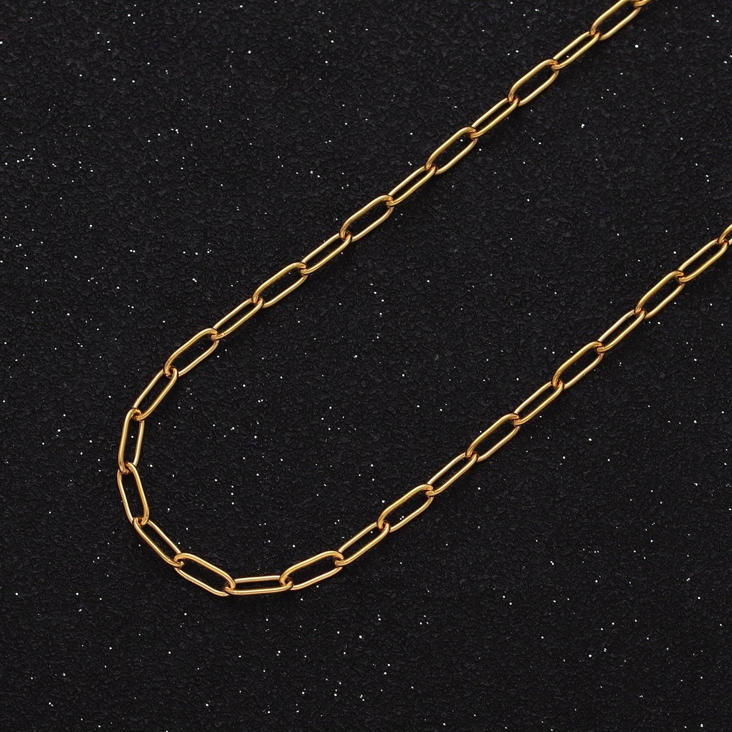 24k gold filled paper clip chain, elongated rectangle oval chain wholesale unfinished chain roll-1269