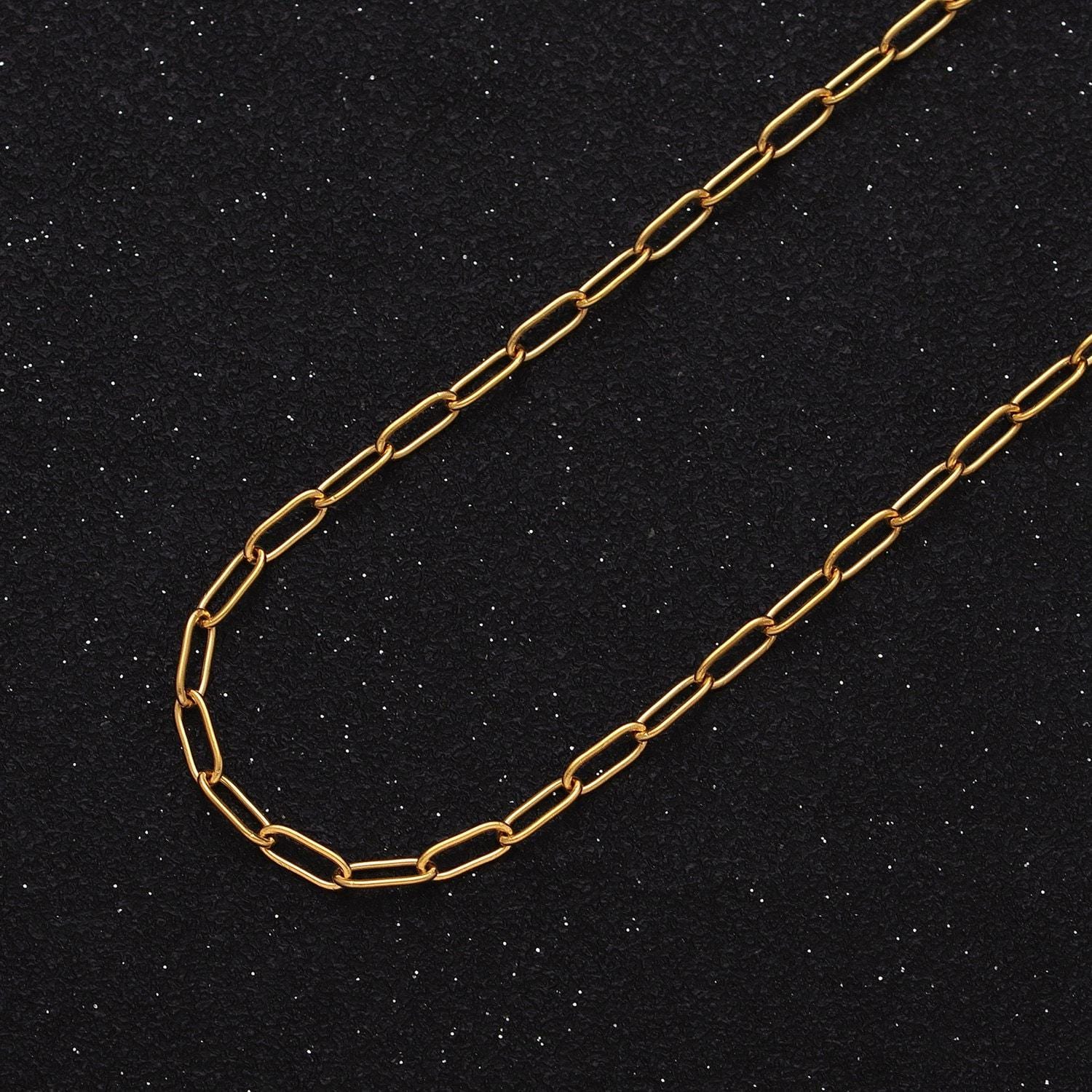 24k gold filled paper clip chain, elongated rectangle oval chain wholesale unfinished chain roll-1269