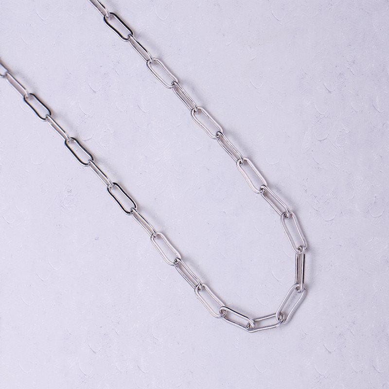 14k white gold oval paperclip dainty chain by yard, elegant paperclip link chain by foot, chain size 9x3mm, silver and black only,125,126