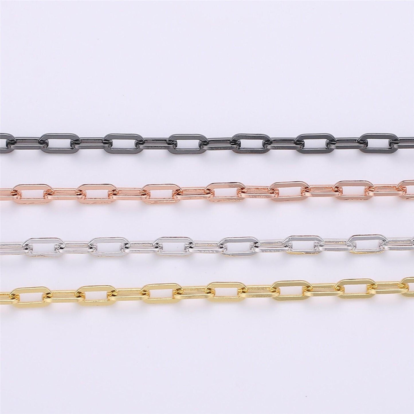 14k gold oval paperclip dainty chain by yard, elegant paperclip specialty link chain by foot, chain size 7x3mm,121,122,123,124