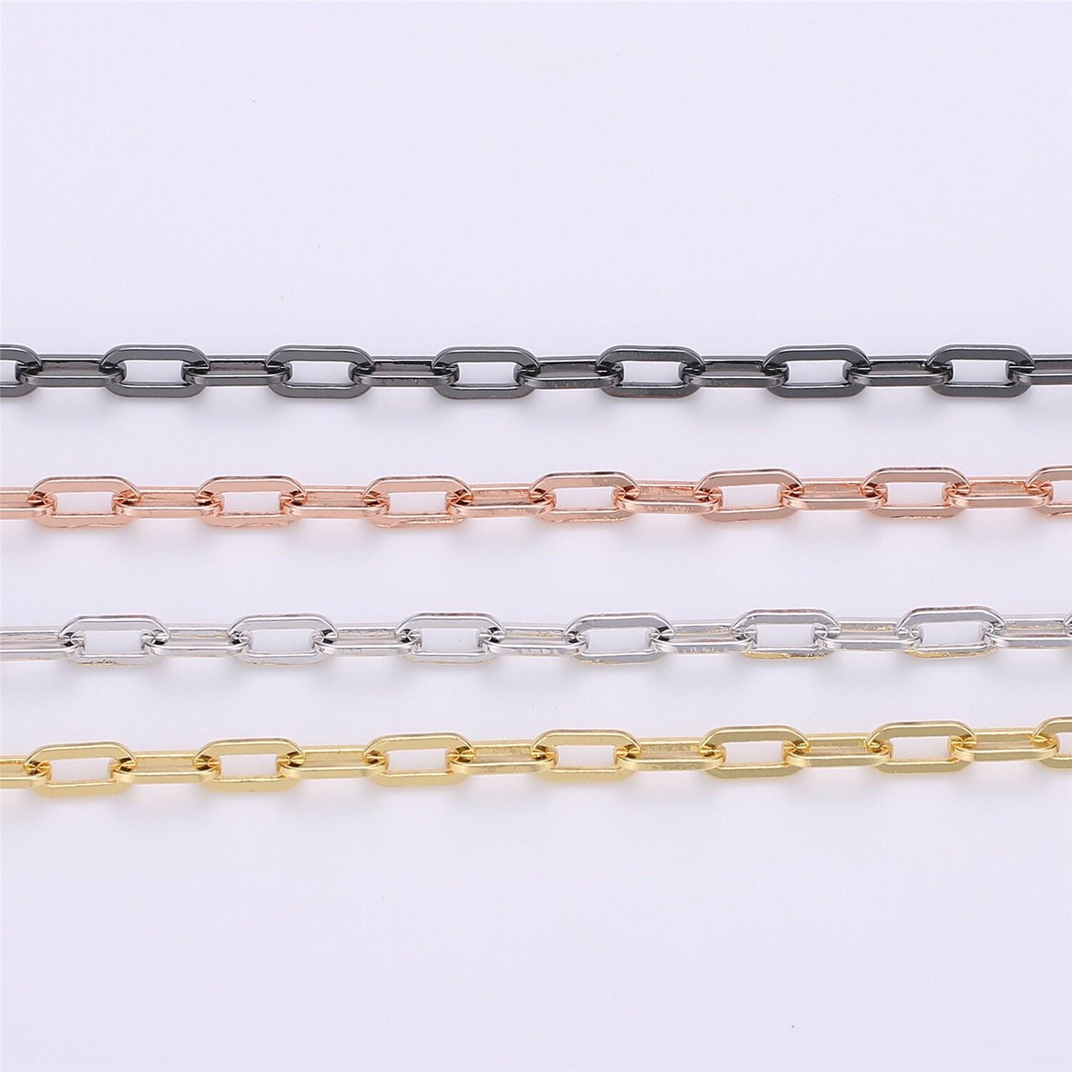 14k gold oval paperclip dainty chain by yard, elegant paperclip specialty link chain by foot, chain size 7x3mm,121,122,123,124
