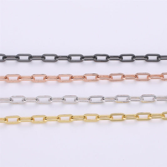 14k gold oval paperclip dainty chain by yard, elegant paperclip specialty link chain by foot, chain size 7x3mm,121,122,123,124