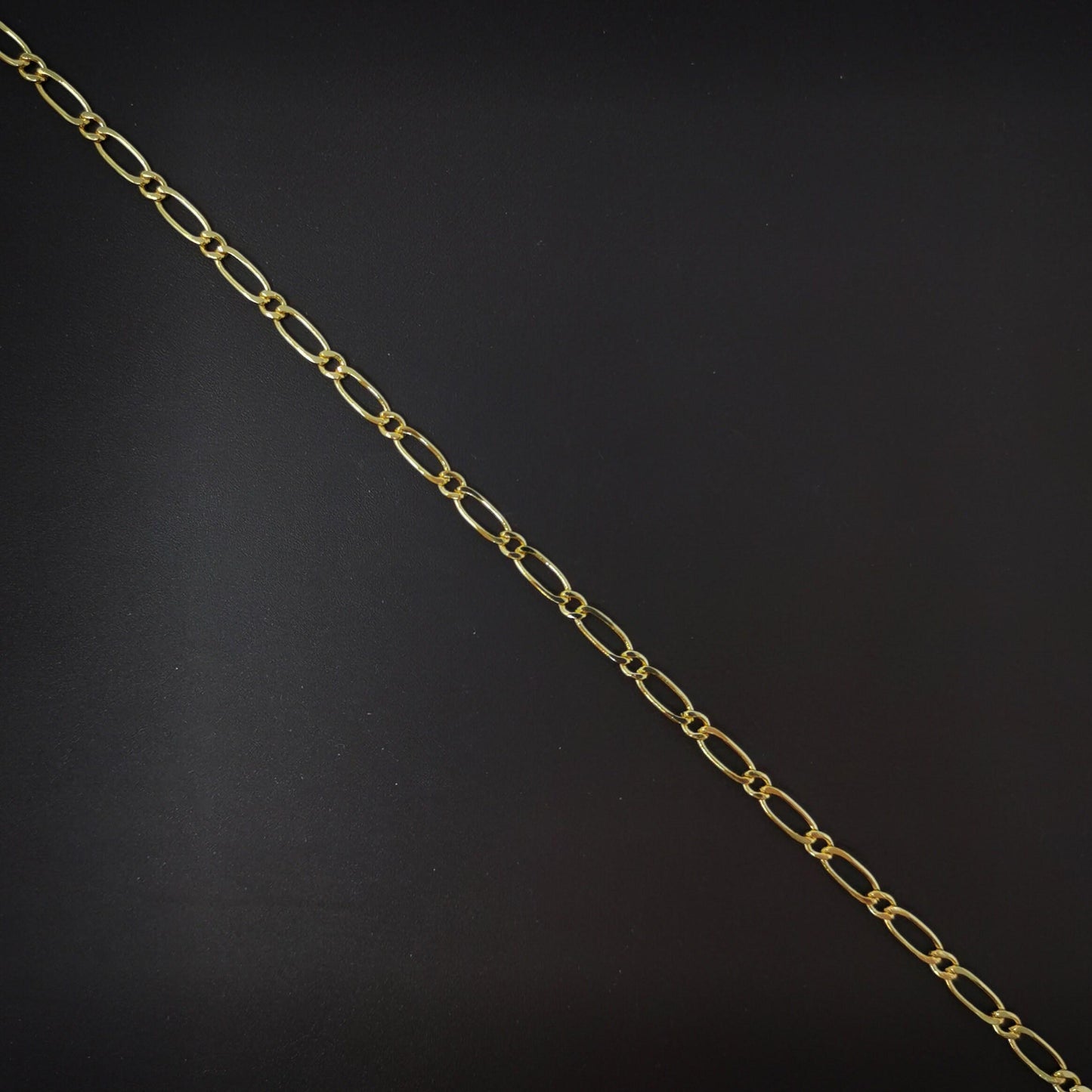 24k gold figaro chain by yard, cable figaro chain by foot, wholesale bulk roll chain for jewelry making, width is 4mm,103