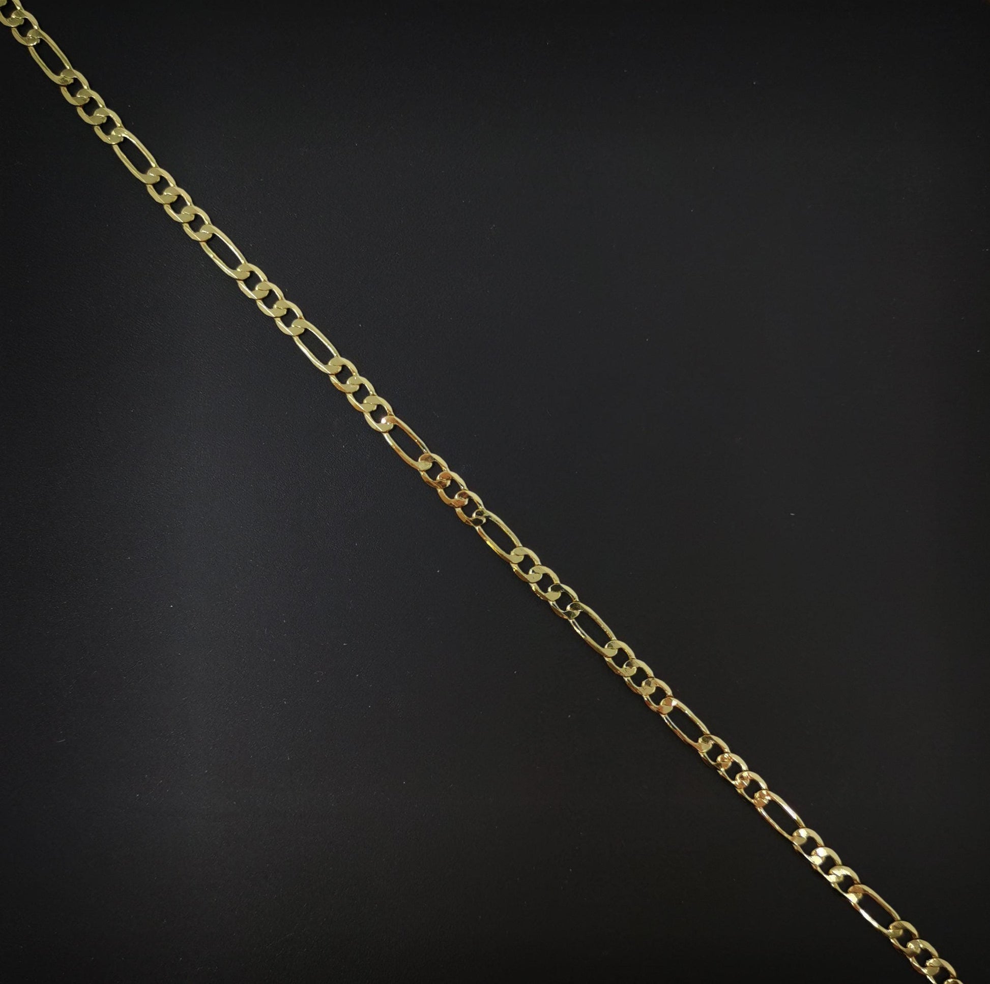 24k gold figaro chain by yard, cable figaro chain by foot,wholesale bulk roll chain for jewelry making, width is 4mm, 102