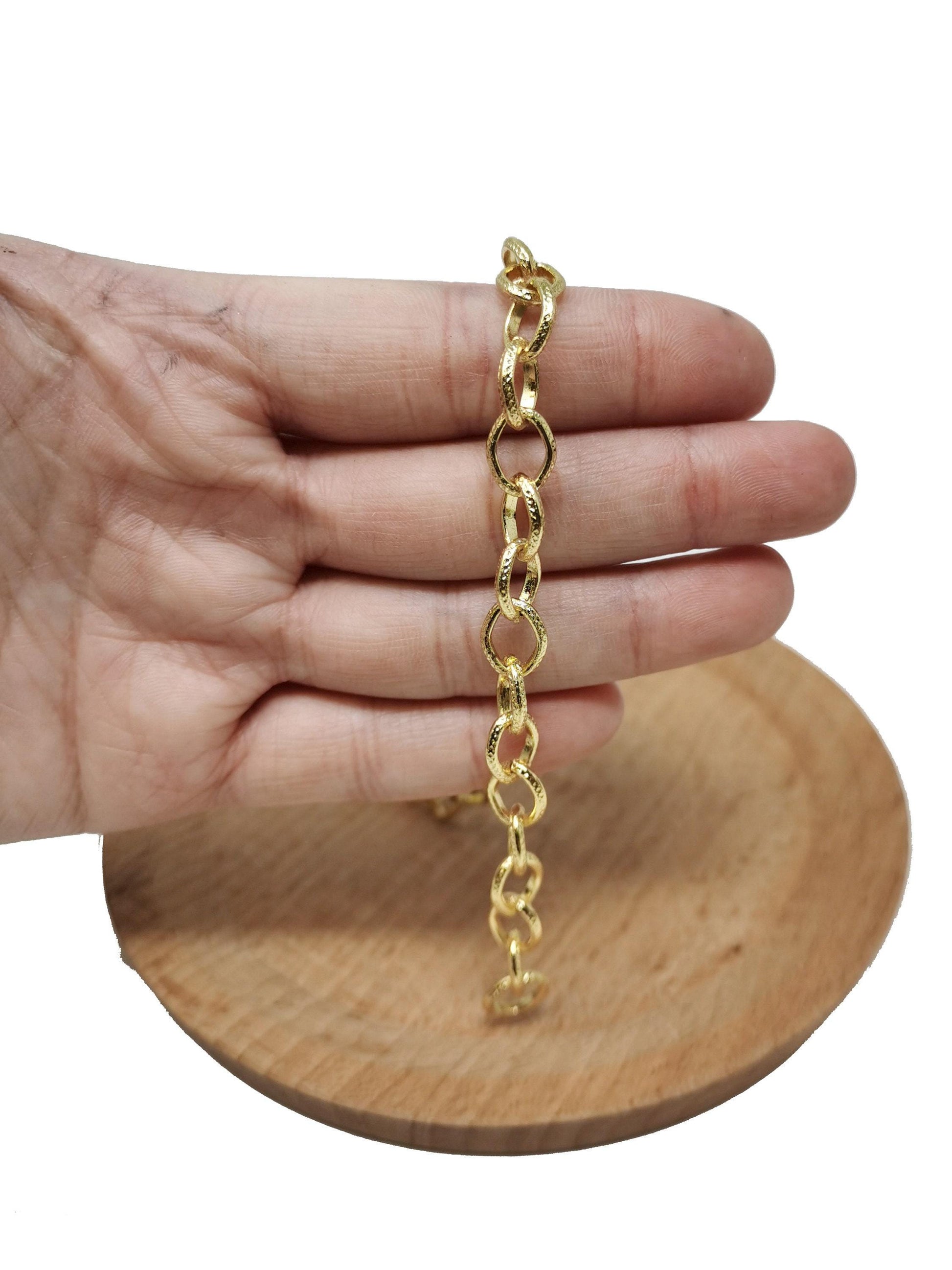 Gold rolo cable chain by yard, rolo cable chain by foot, wholesale bulk roll chain, width 8mm, roll-98,94