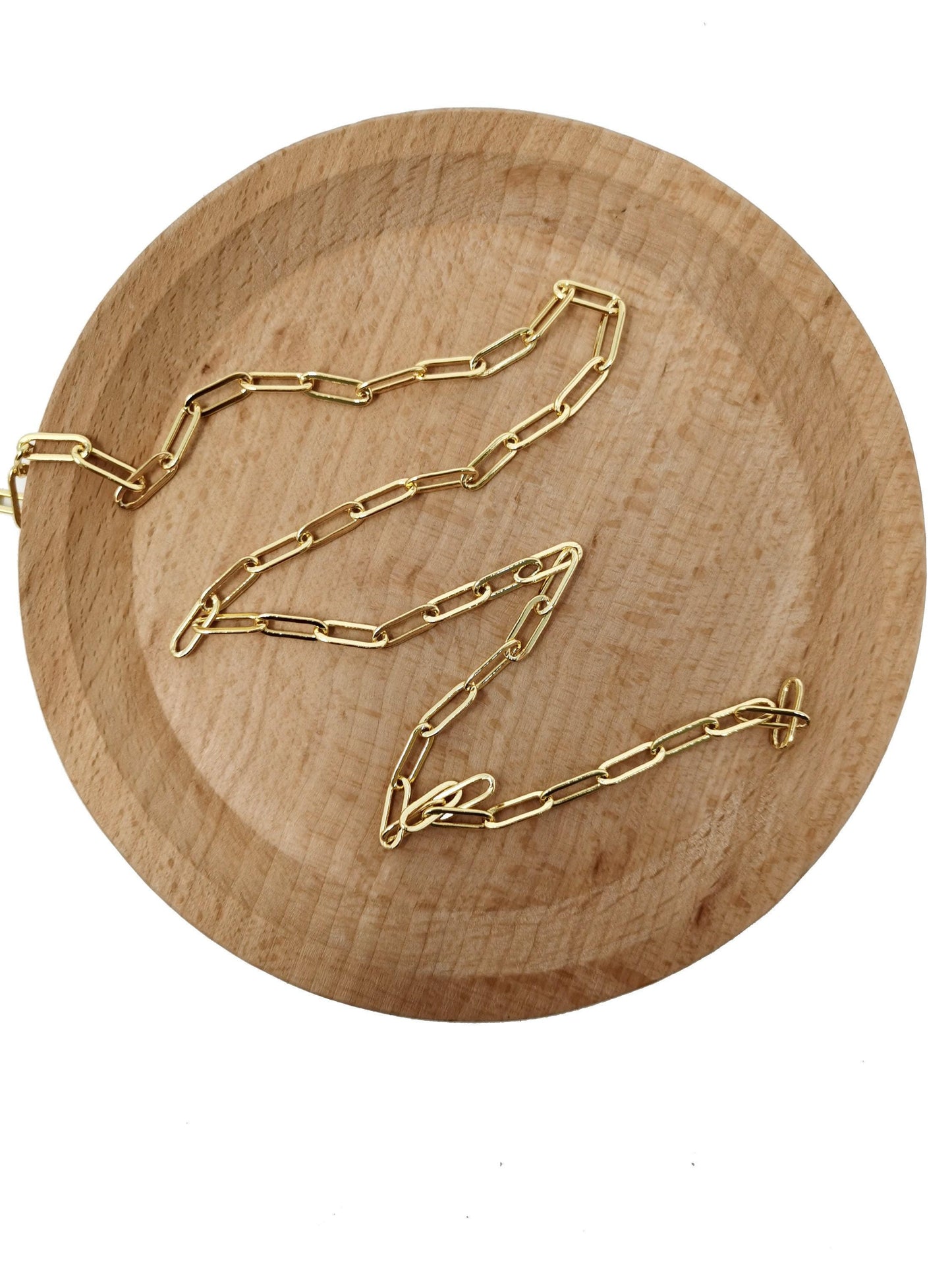 Gold paperclip chain by yard, oval link chain, wholesale bulk roll chain for diyjewelry, thickness 0.7mm,72,95