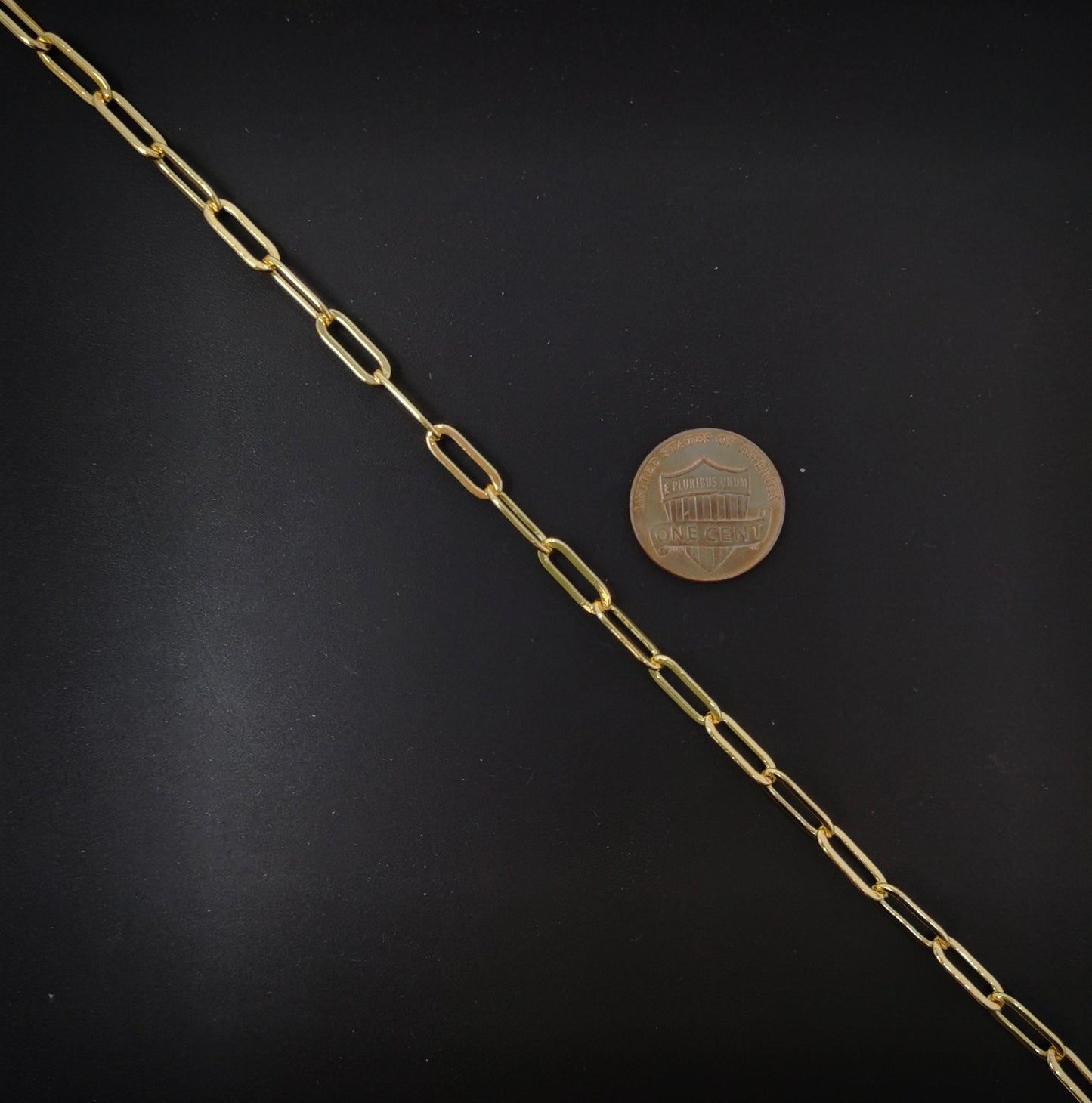 Gold paperclip chain by yard, oval link chain, wholesale bulk roll chain for diyjewelry, thickness 0.7mm,72,95