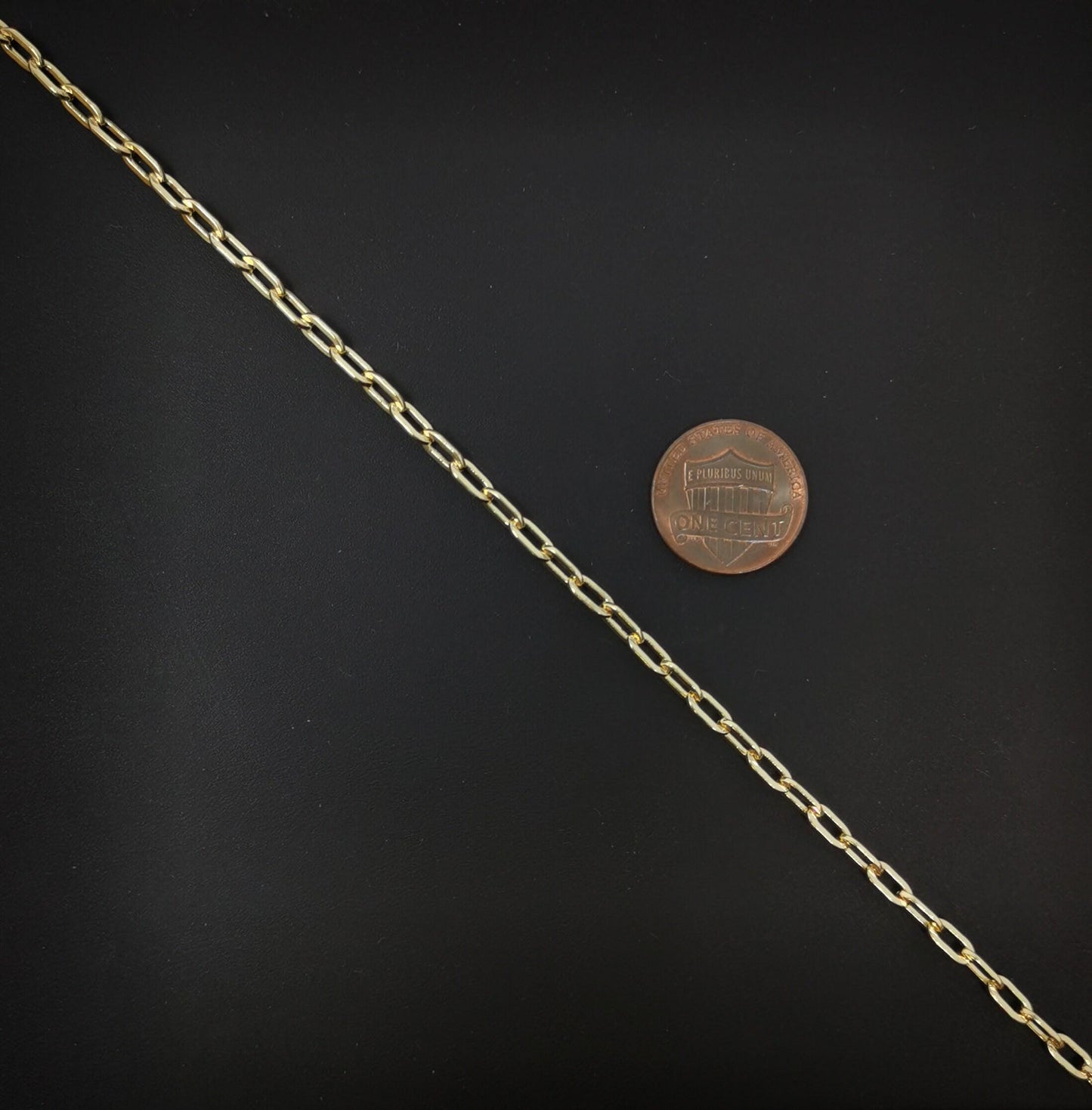24k gold rolo cable chain by yard, oval link chain, wholesale bulk roll chain for jewelry making 1mm thick #68