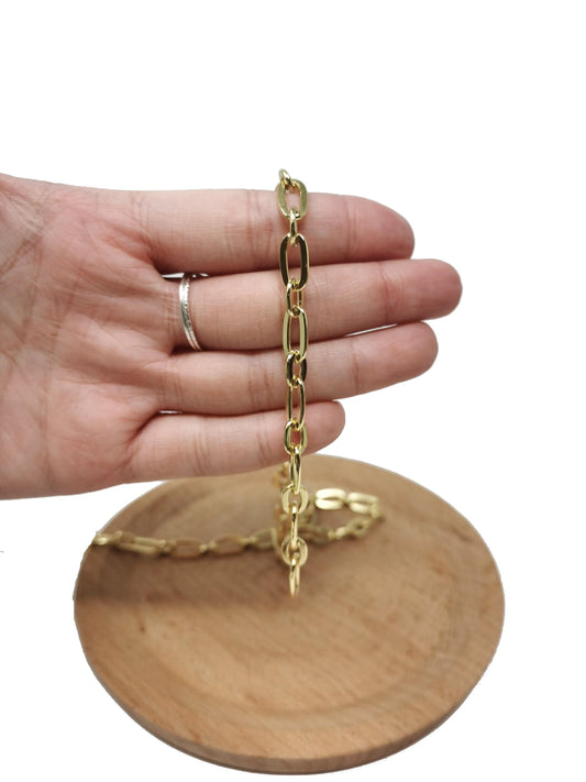 24k gold rolo cable chain by yard, cable rolo chain, wholesale bulk roll chain for jewelry making, thickness 1mm, roll-29