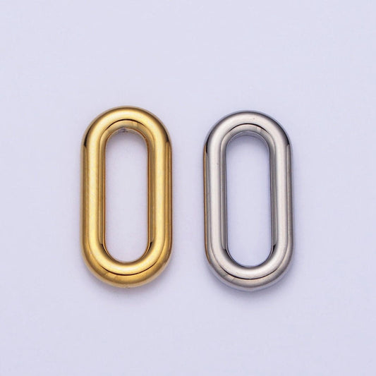 Stainless steel rectangular oblong paperclip link charm in gold & silver elongated link chain for necklace bracelet supply | p-903
