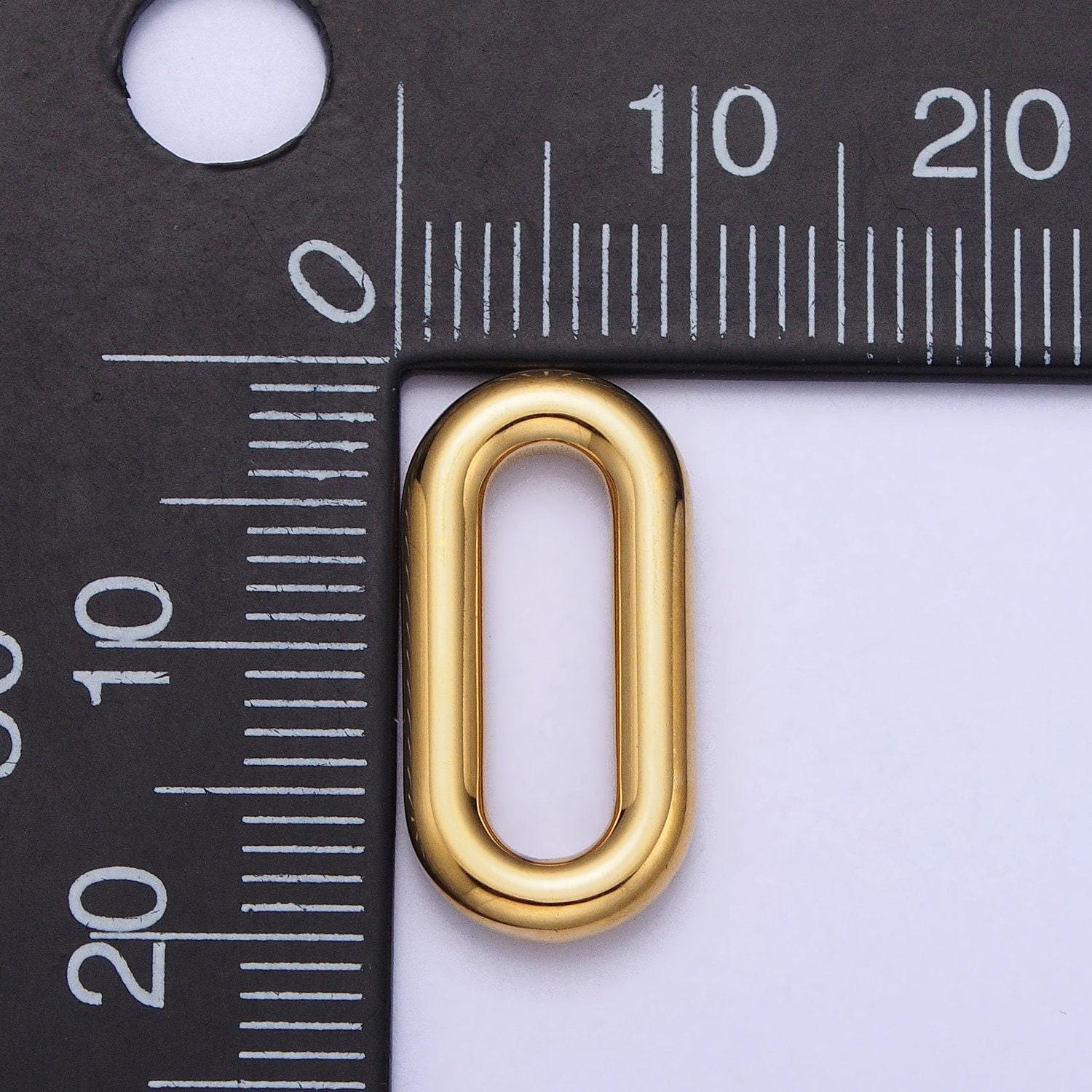 Stainless steel rectangular oblong paperclip link charm in gold & silver elongated link chain for necklace bracelet supply | p-903