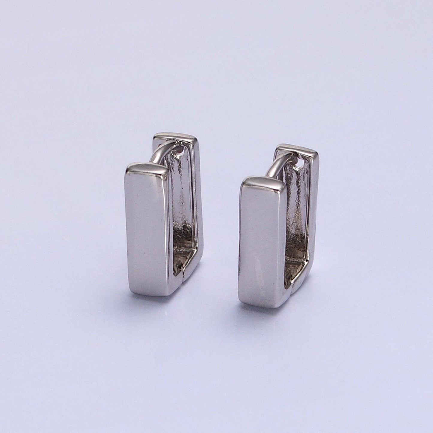 Dainty geometric square hoop earrings minimalist oblong huggie hoops for everyday use earring jewelry gold, silver earring ab305 ad798