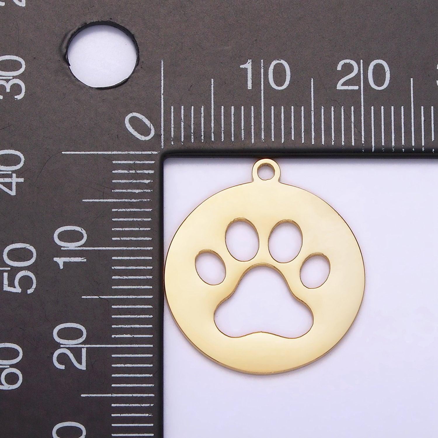 Mini dog paw charm for bracelet necklace earring component stainless steel puppy bear animal pendant p-1239