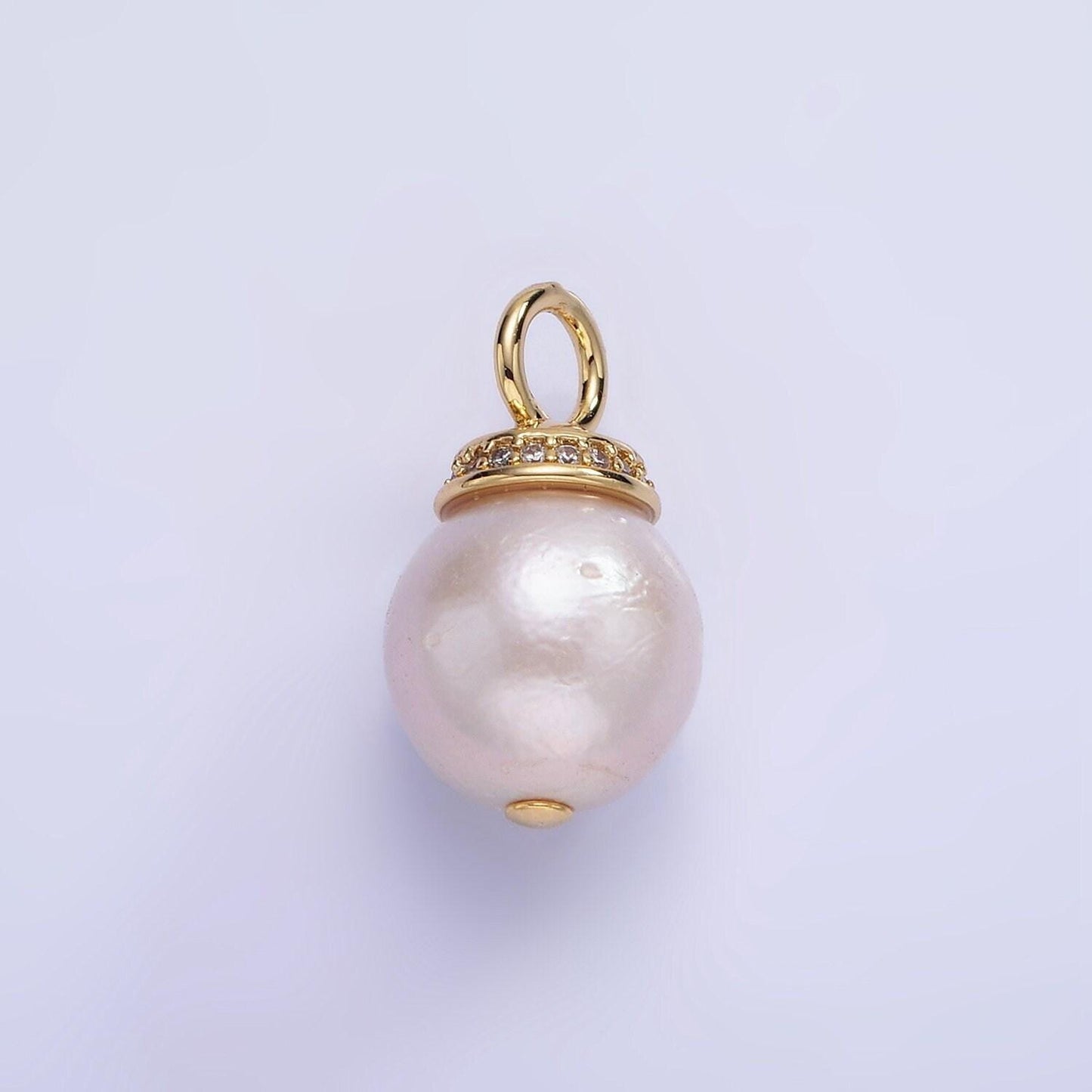 Fresh water pearl 21mmx12mm cz charm | p-1685
