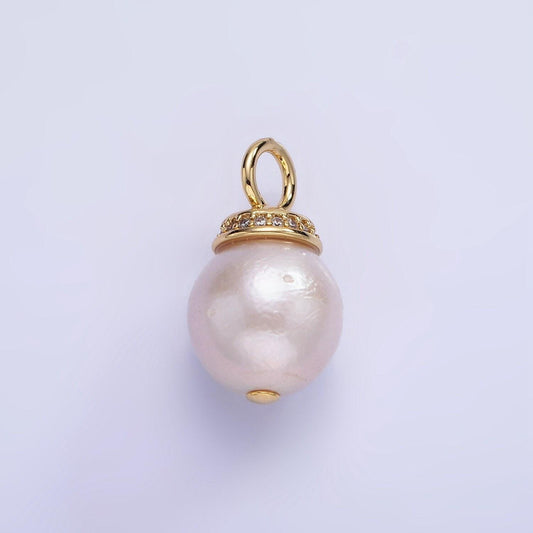 Fresh water pearl 21mmx12mm cz charm | p-1685