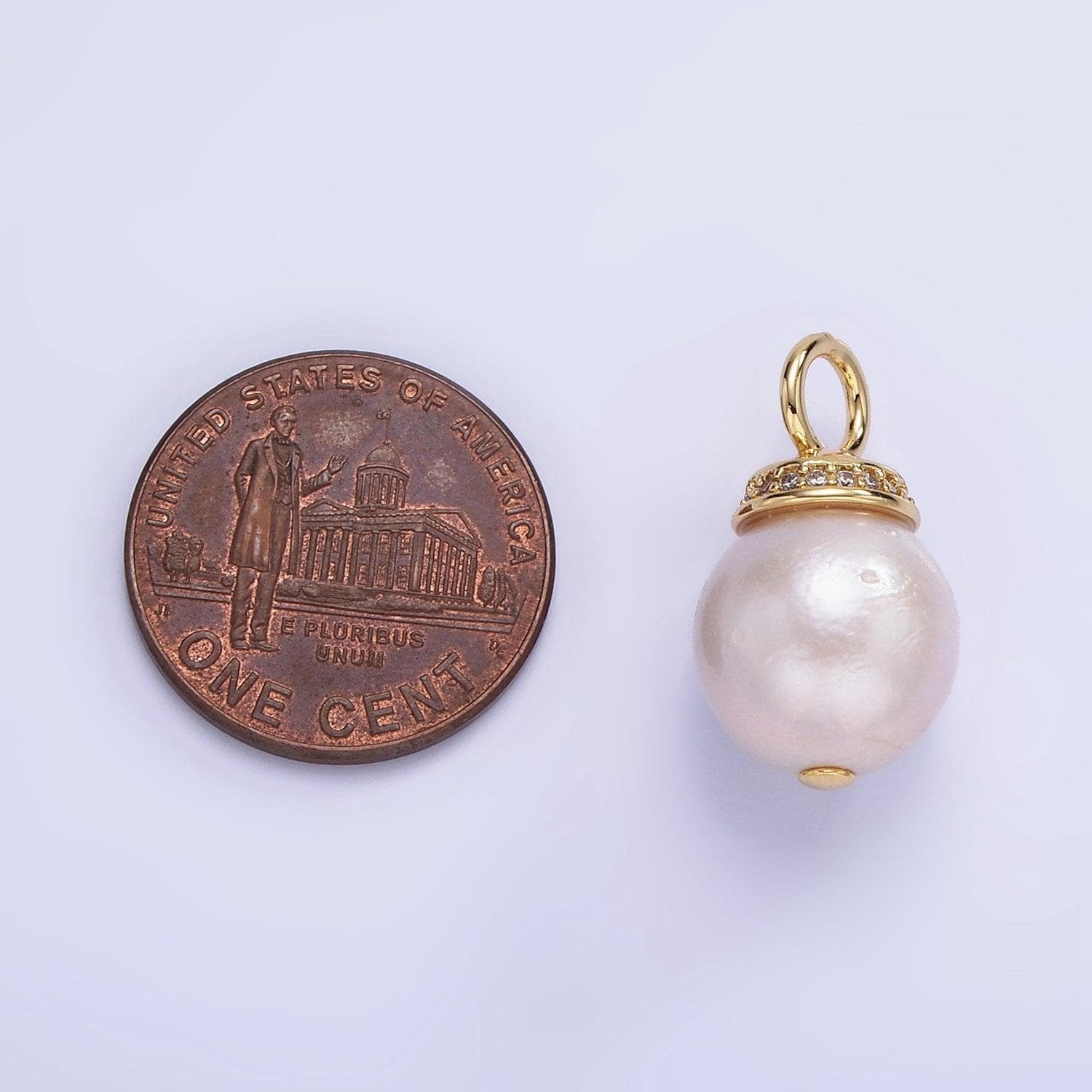 Fresh water pearl 21mmx12mm cz charm | p-1685