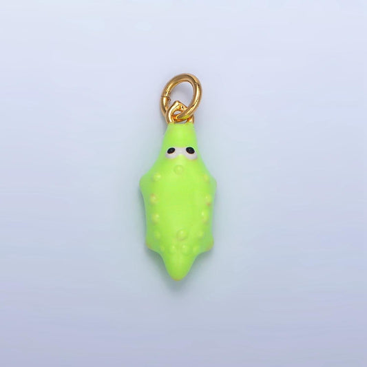 Neon green alligator crocodile gator charm glass animal pendant charm | x308