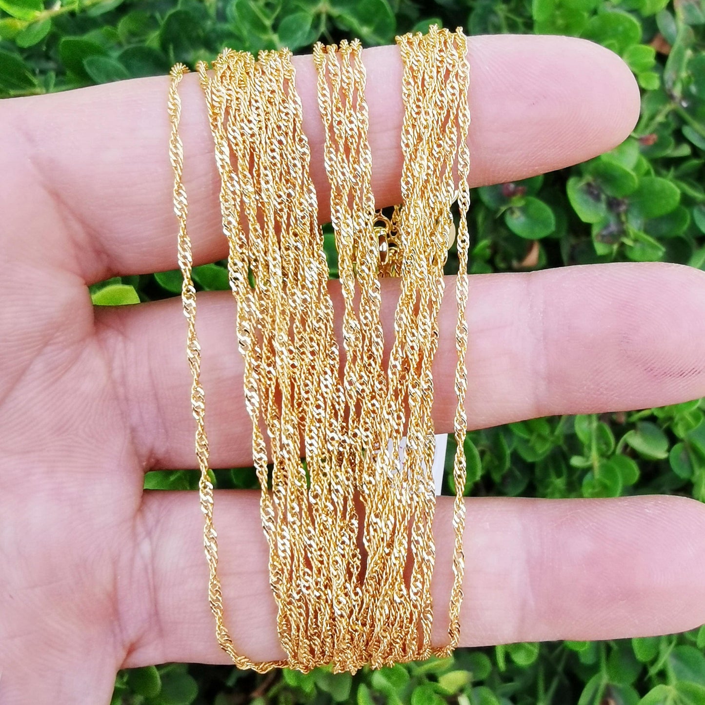 1pc 13.8'' ready to use 24k gold singapore necklace chain, layering spiral chain dainty necklace, perfect for pendant necklace, 842