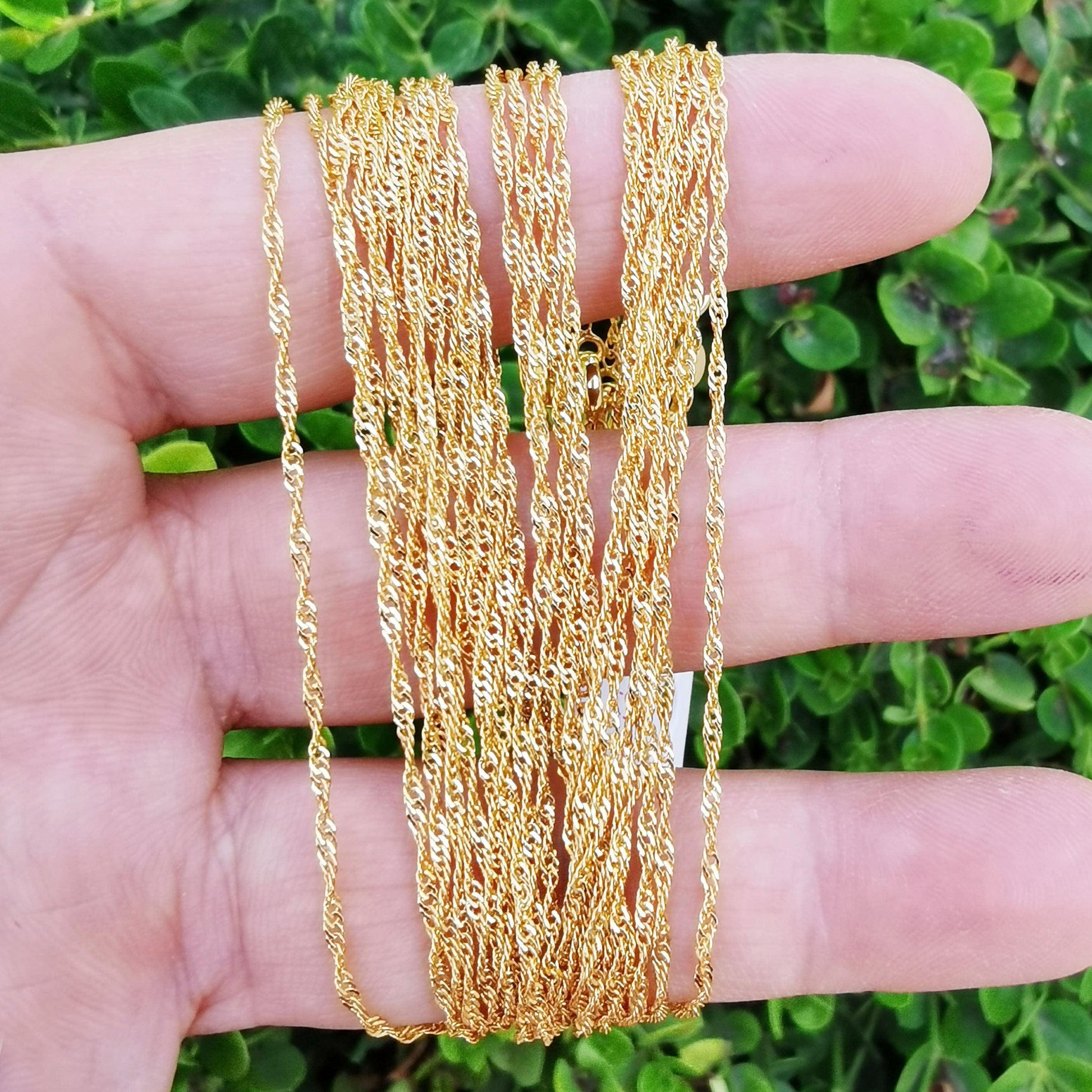 1pc 13.8'' ready to use 24k gold singapore necklace chain, layering spiral chain dainty necklace, perfect for pendant necklace, 842