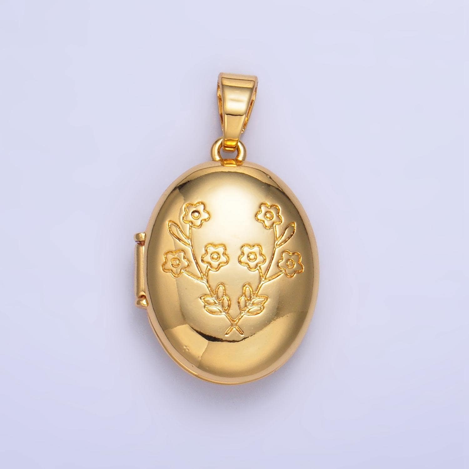 24k gold filled oval locket flower engrave pendant for necklace floral locket jewelry making supply aa1016