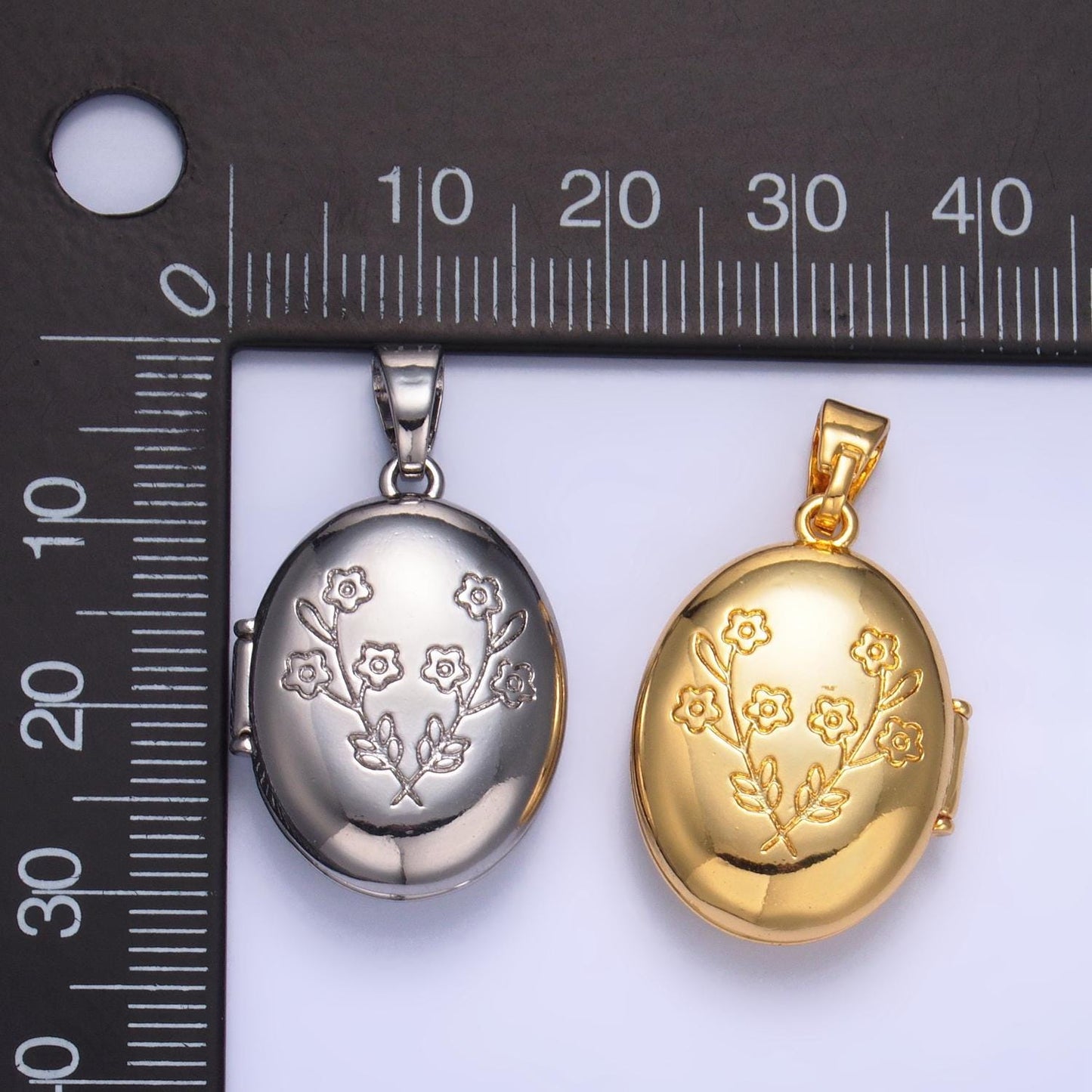 24k gold filled oval locket flower engrave pendant for necklace floral locket jewelry making supply aa1016