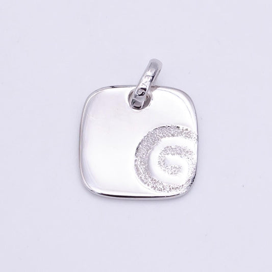 Mini square tag silver swirl charm s925 sterling silver charm for add on charm bracelet necklace earring finding sl--498