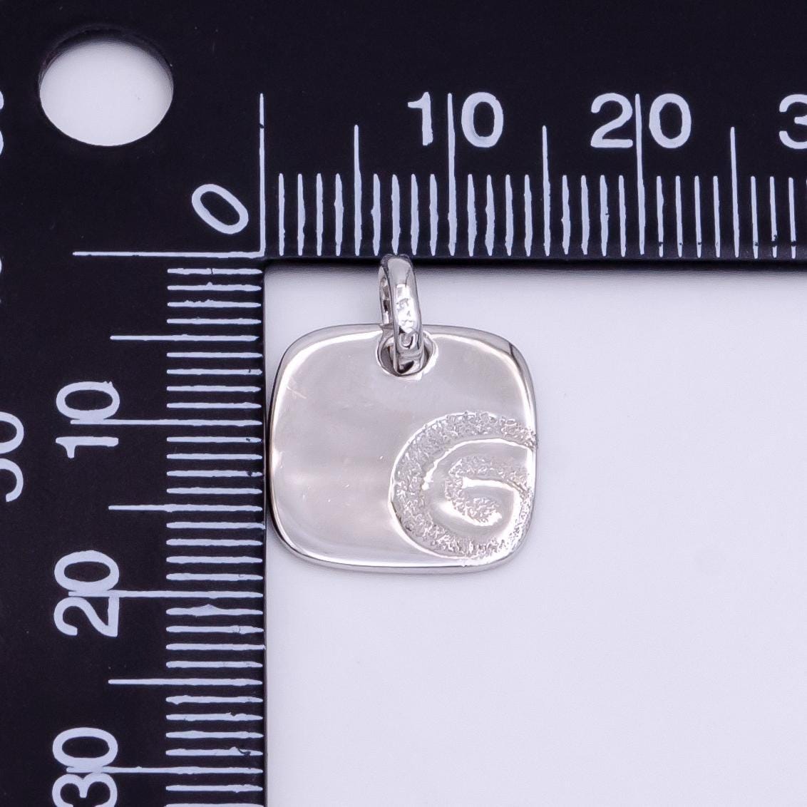 Mini square tag silver swirl charm s925 sterling silver charm for add on charm bracelet necklace earring finding sl--498