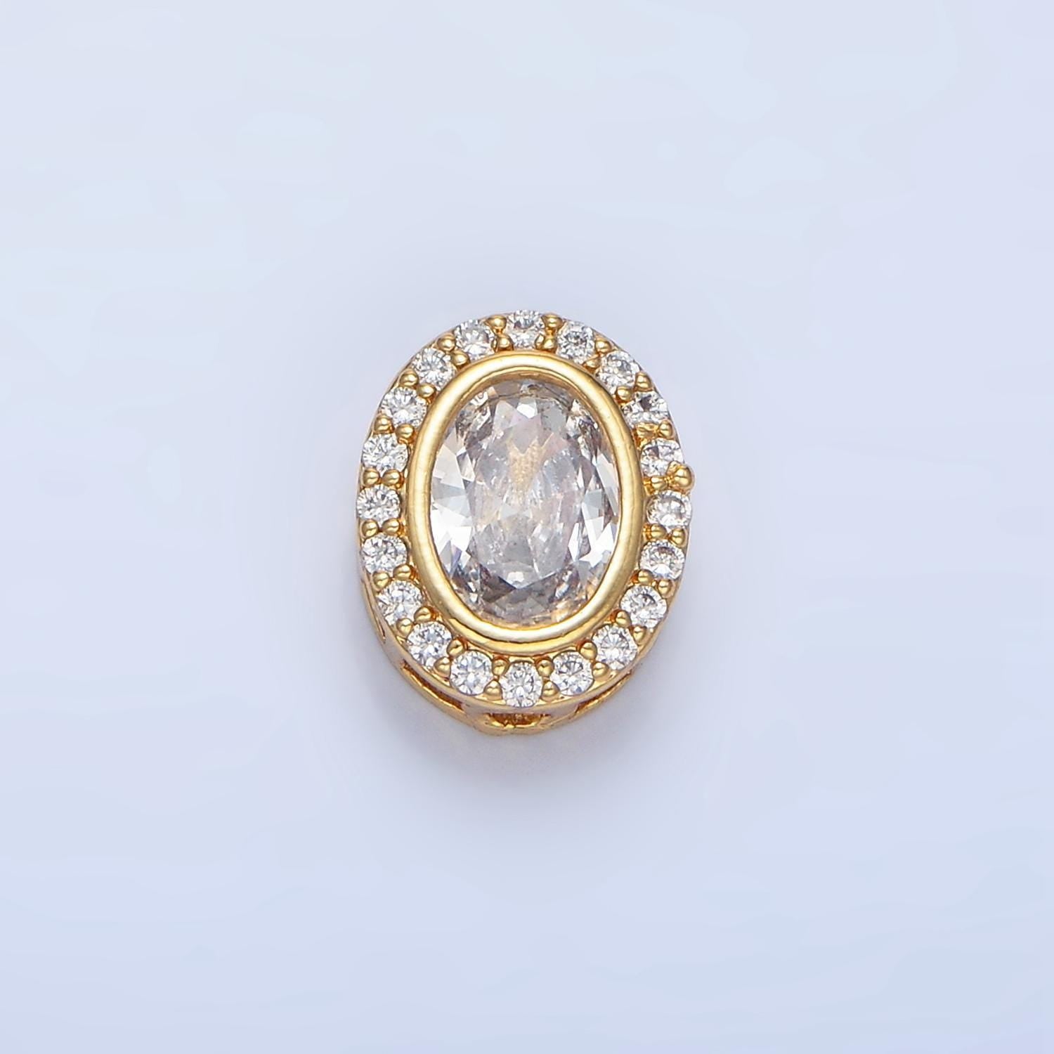 Clear, purple, pink cz micro paved oval 24k gold filled bead spacer | b-169 - b-170