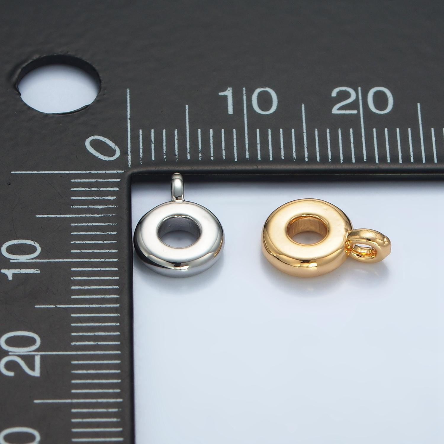 Gold silver bail charm holder spacer with loop round bead spacer with closed link for cord slider bails spacer ring z944