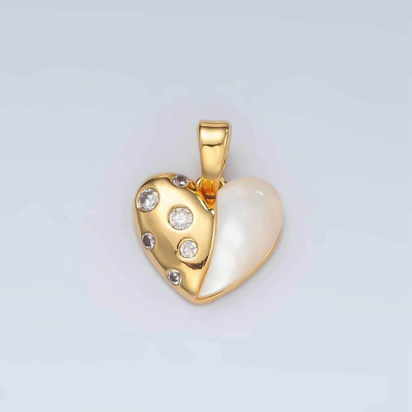 24k gold filled shell pearl heart charms cz pendant for bracelet necklace earring charm h785