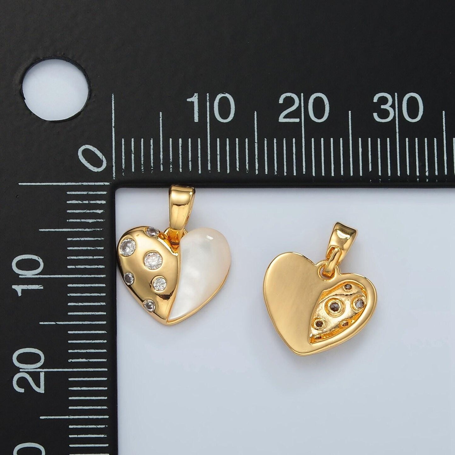 24k gold filled shell pearl heart charms cz pendant for bracelet necklace earring charm h785