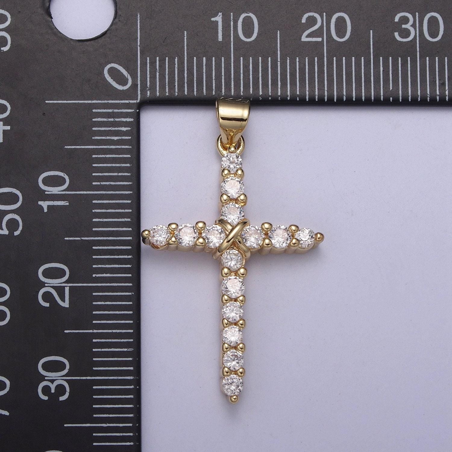 Dainty cz micro pave cross pendant 14k gold filled charm cubic zirconia cross for religious jewelry making h-399