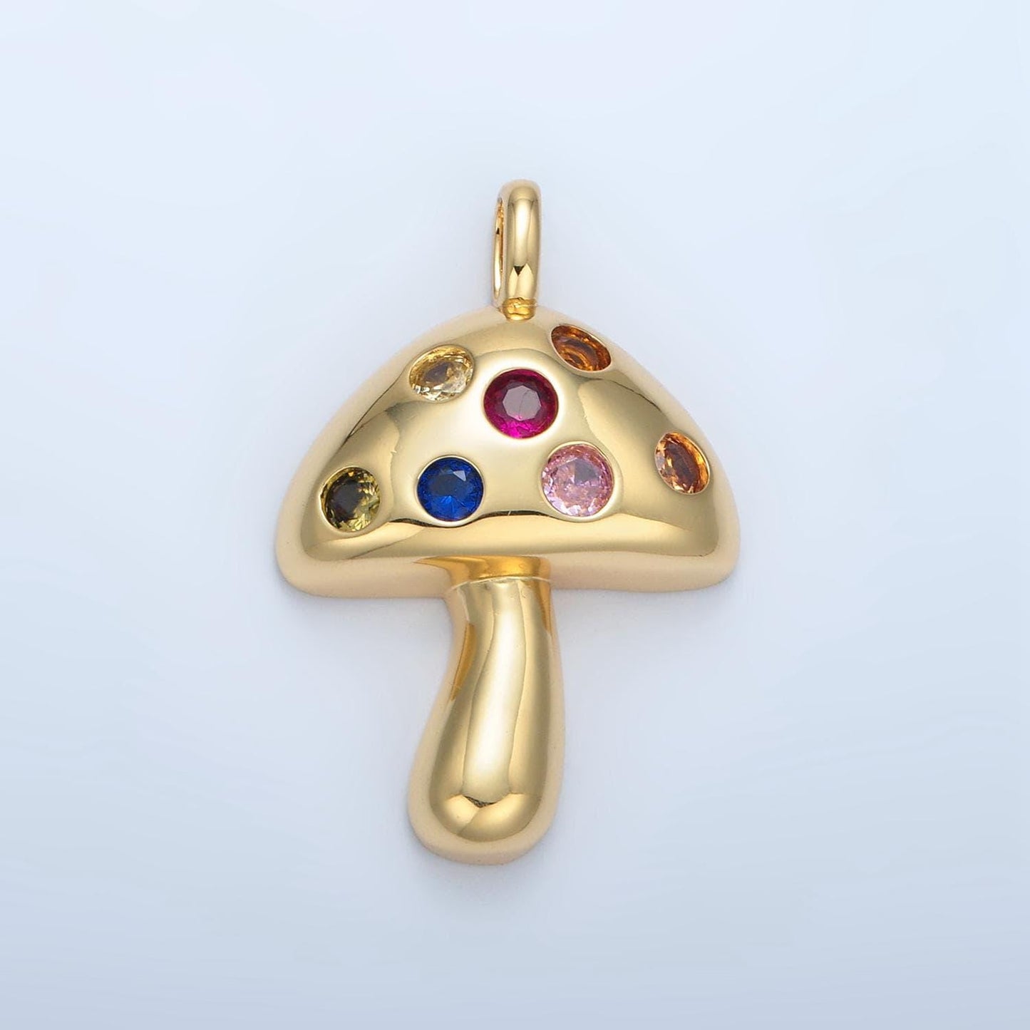 Dainty mushroom charm shroomie pendant cubic zirconia charm jewelry supplies handmade jewelry bracelet necklace earring supplies i617