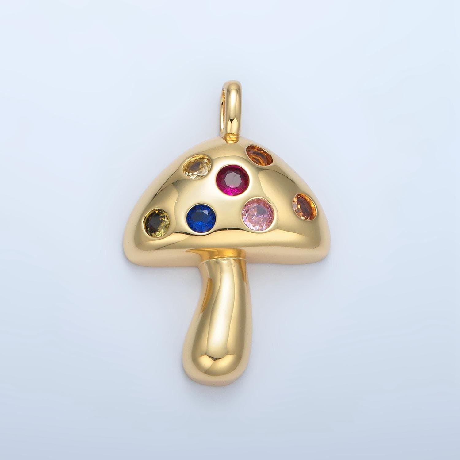 Dainty mushroom charm shroomie pendant cubic zirconia charm jewelry supplies handmade jewelry bracelet necklace earring supplies i617