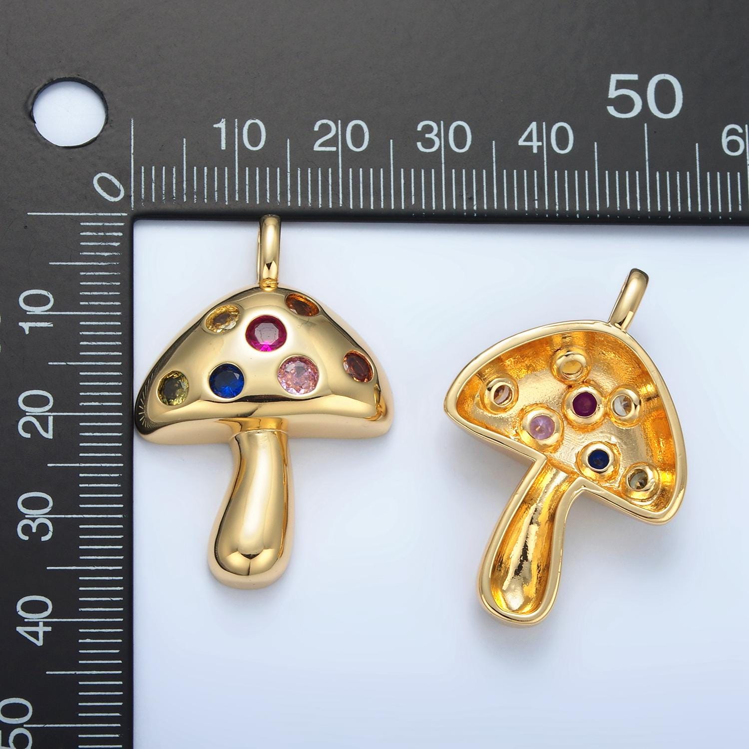 Dainty mushroom charm shroomie pendant cubic zirconia charm jewelry supplies handmade jewelry bracelet necklace earring supplies i617