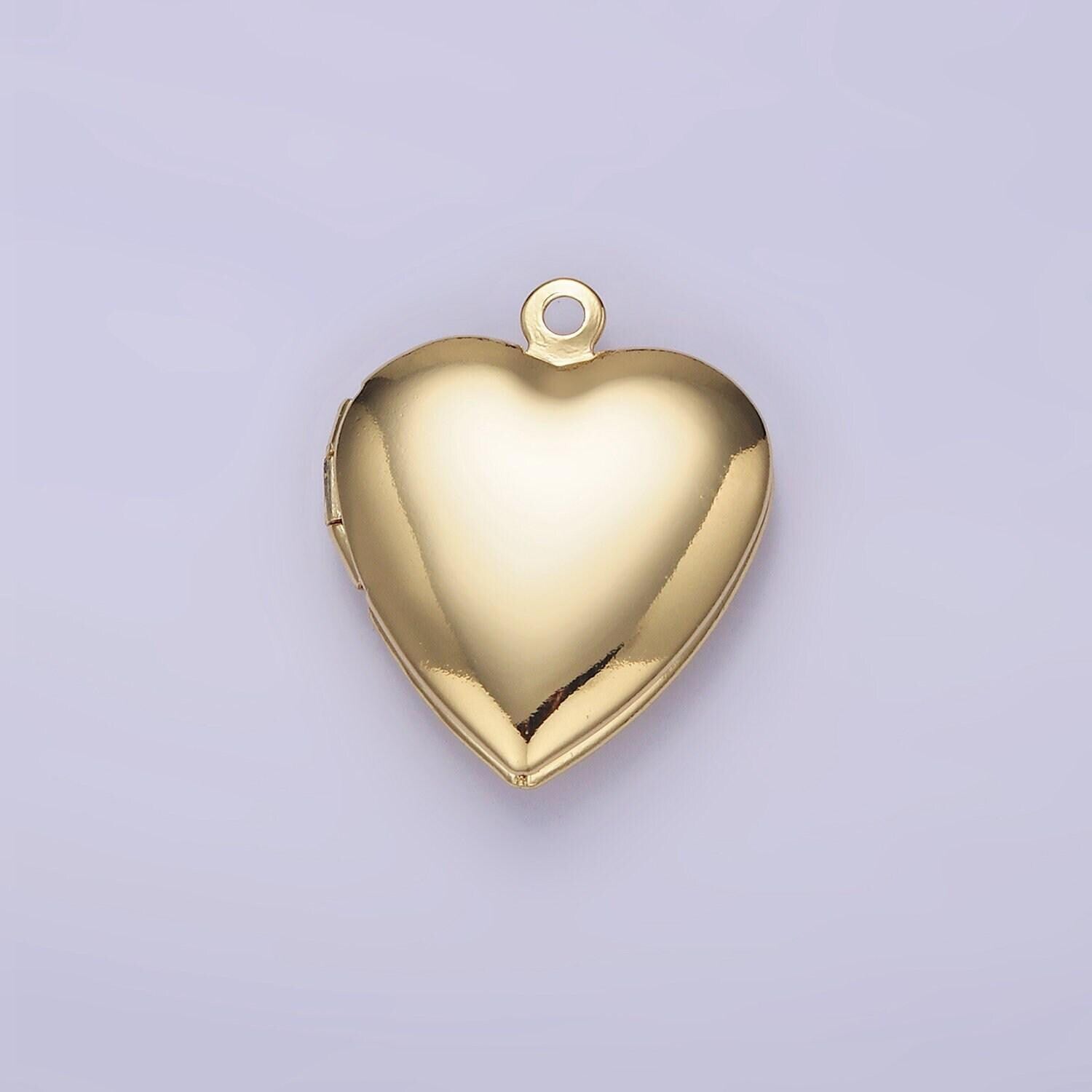 Dainty white gold filled locket charm gold heart locket charm minimalist locket pendant for jewelry making light locket earring supply d316