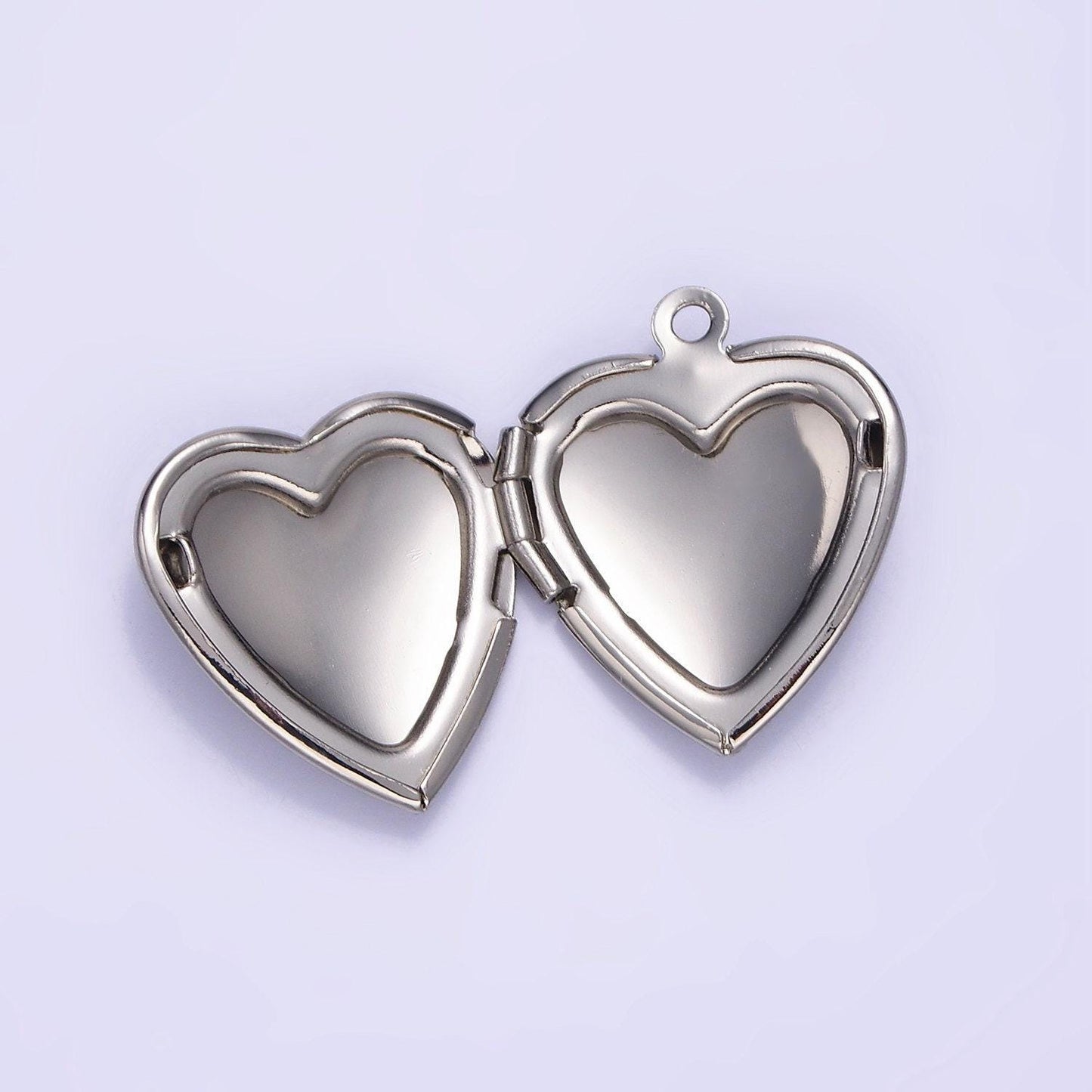 Dainty white gold filled locket charm gold heart locket charm minimalist locket pendant for jewelry making light locket earring supply d316
