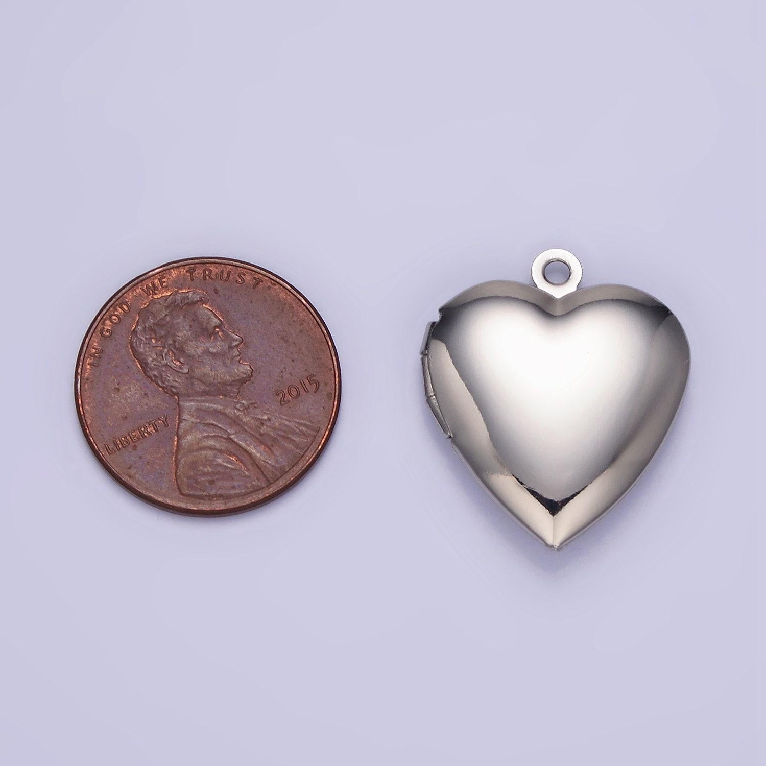 Dainty white gold filled locket charm gold heart locket charm minimalist locket pendant for jewelry making light locket earring supply d316