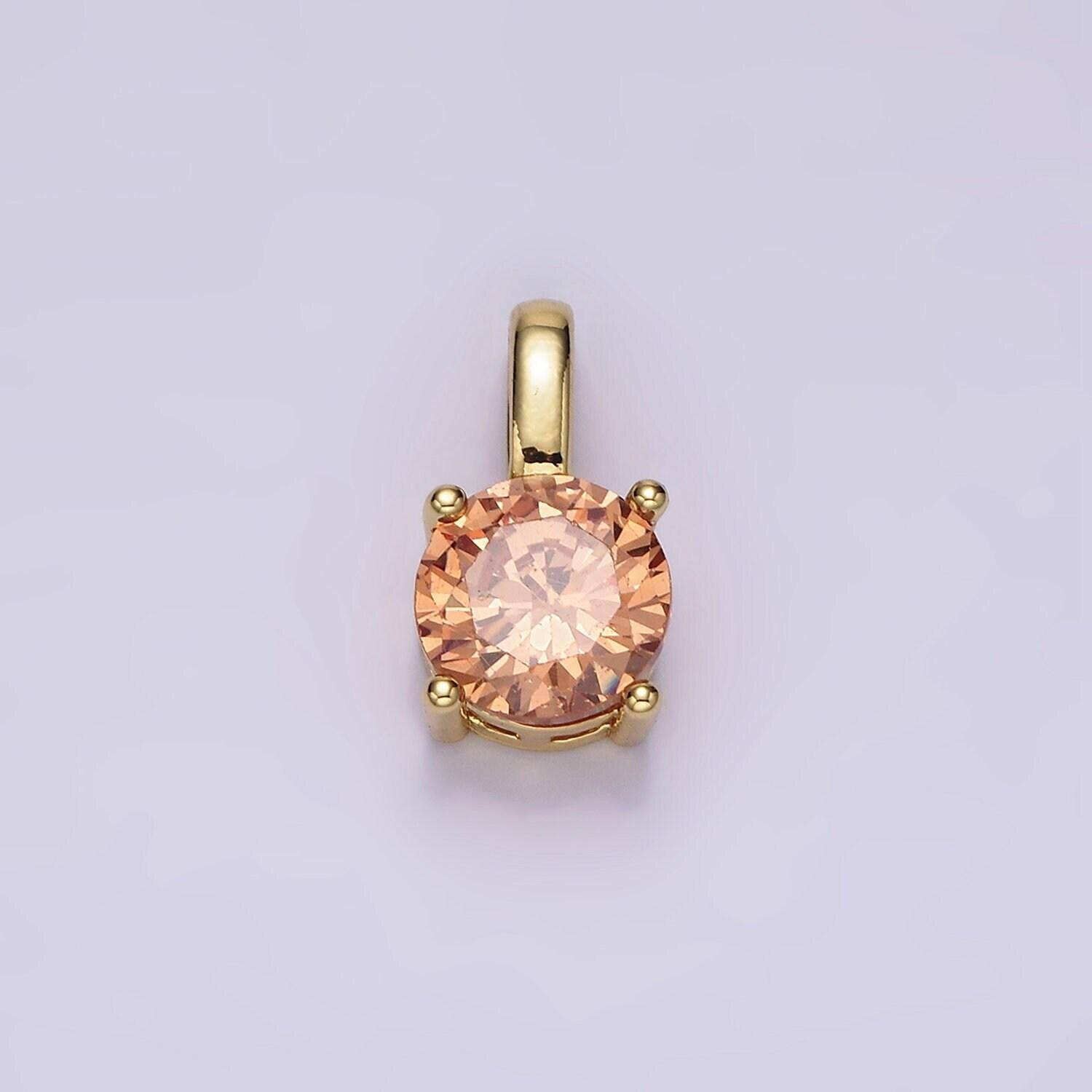 14k gold filled solitaire birthstone cz personalized pendant | ah063 - ah074