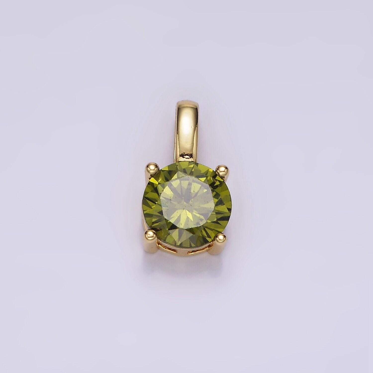 14k gold filled solitaire birthstone cz personalized pendant | ah063 - ah074