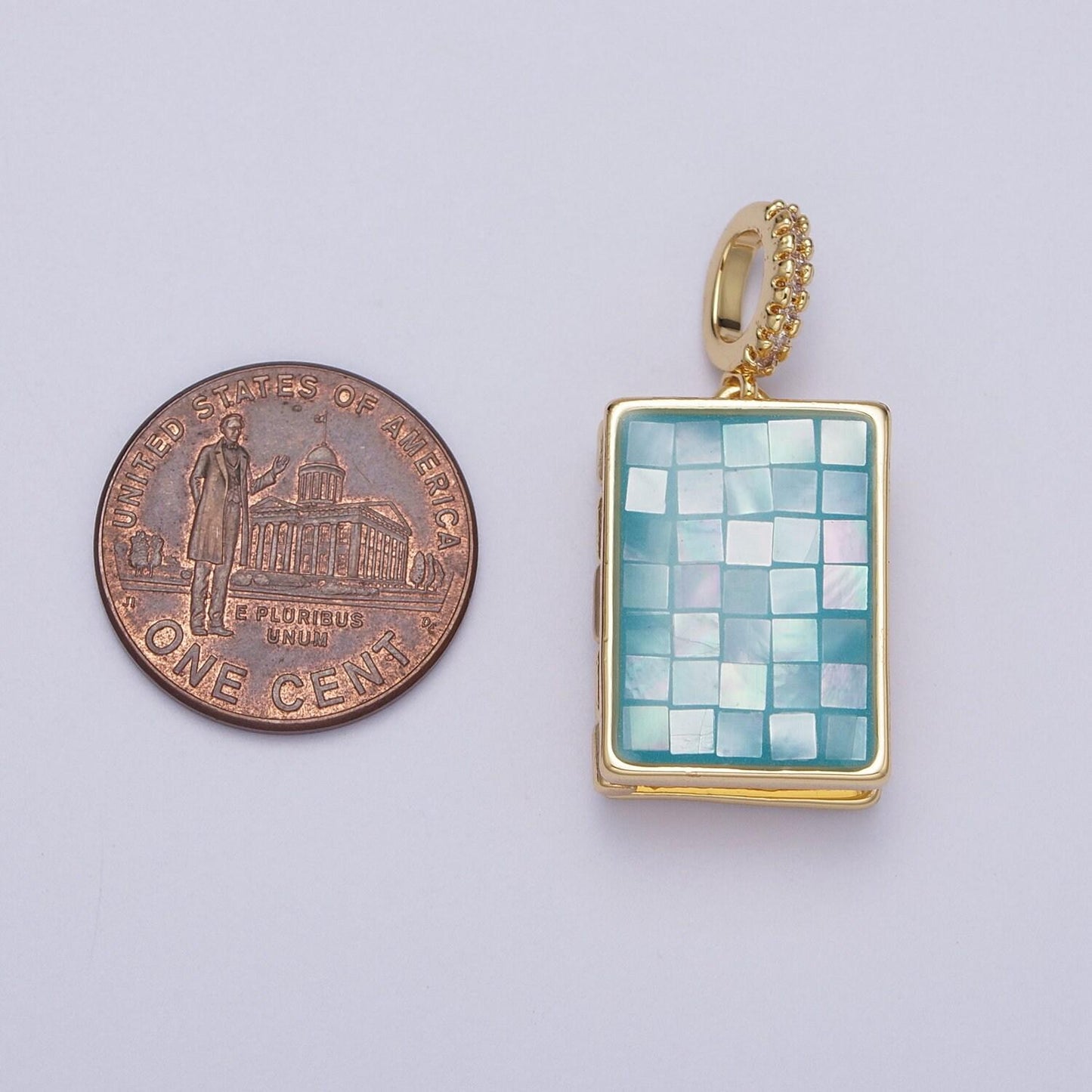 Gold square locket pendant lady guadalupe charm marian cross abalone, green, pink, white, shell opal book locket pendant h-139